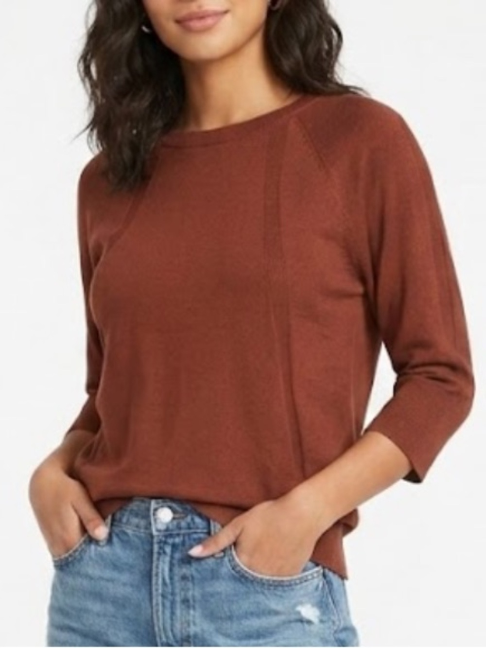 Talbots Rust Brown Knit Long-Sleeve Top